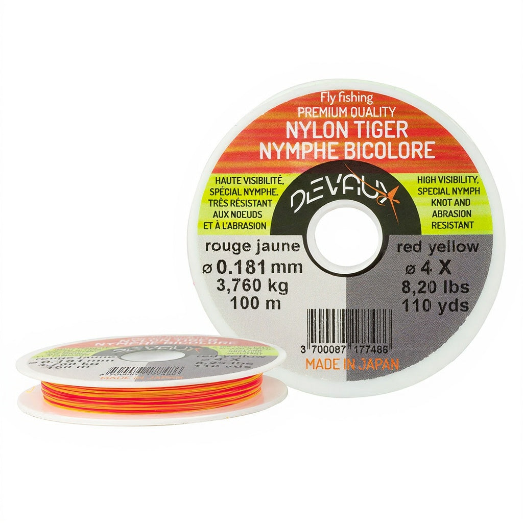 Fils nylon bicolore DEVAUX Tiger nymphe rouge/jaune